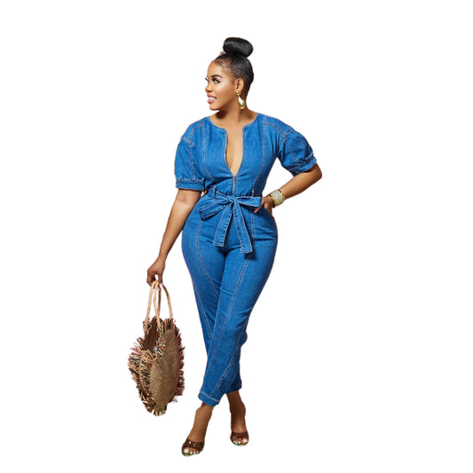 Women's Fashion Wear Loose Denim Short-sleeved Jeans