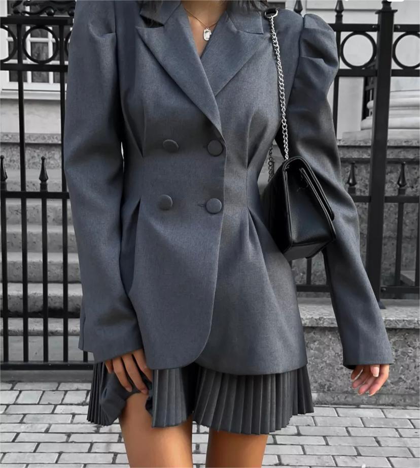 Autumn Pink Heart Breasted Long Sleeve Suits
