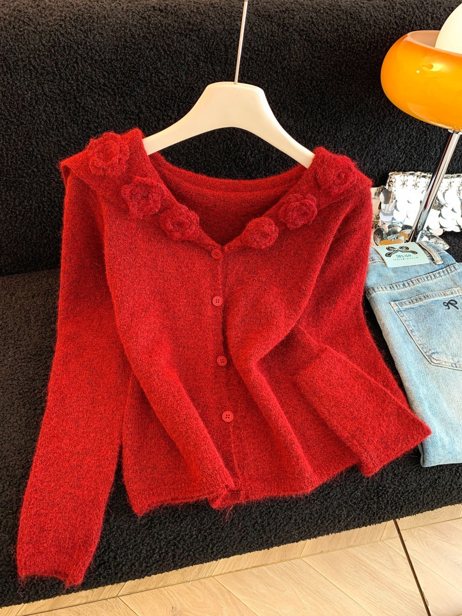 Women's Three-dimensional Flower Soft Glutinous High-grade Idle Sweaters