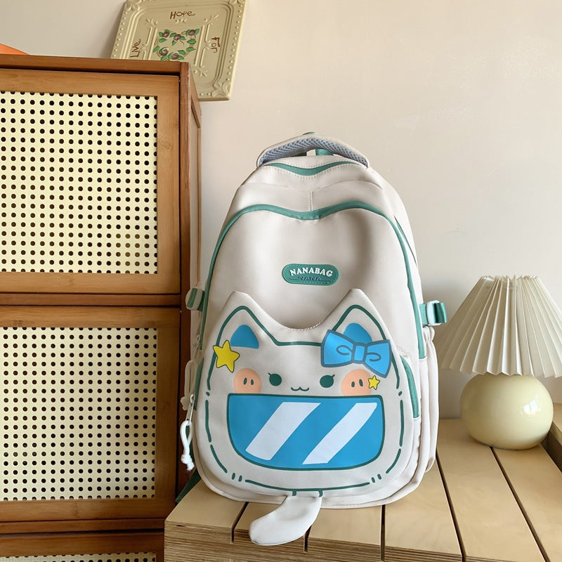 Female Cute Cat High Korean Style Easy Middle School Students' Schoolbags