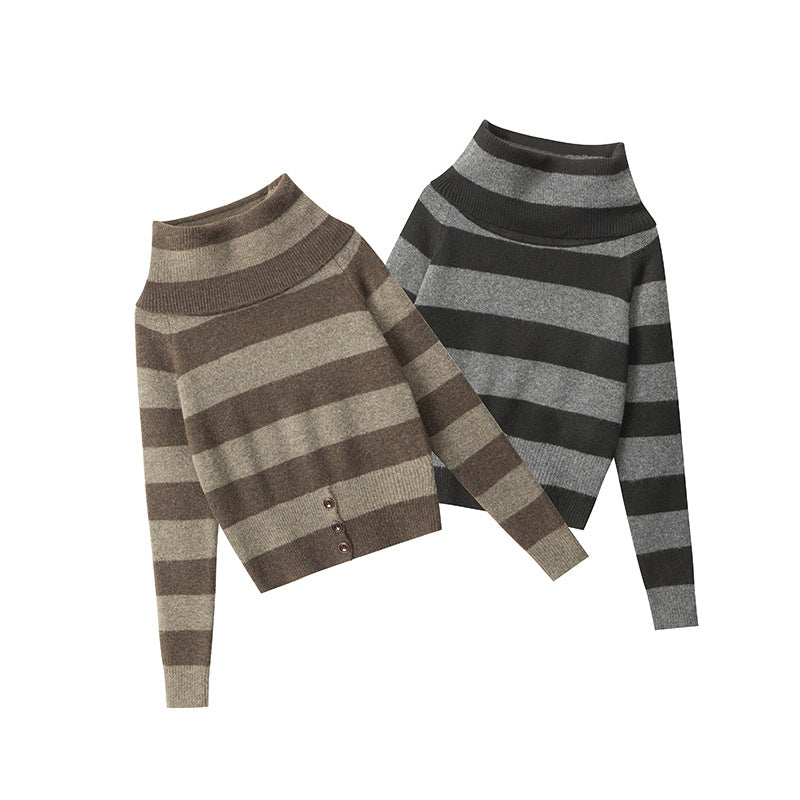 Women's Striped Hot Slim Autumn Pullover Cropped Sweaters