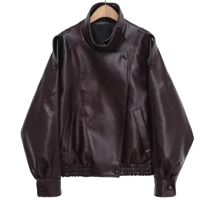 Women's Fashion Personality Locomotive Style Imitation Leather Jackets
