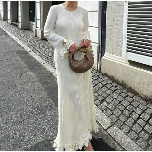 Women's Long Sleeve Knitted Dress Slim High Waist Dresses