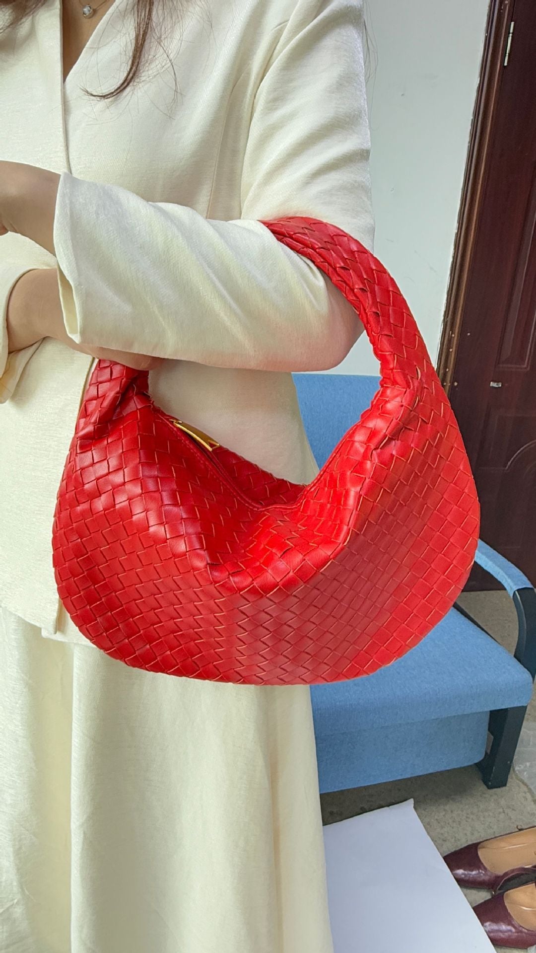Women's Denim Woven Fashion Portable Horn Bags