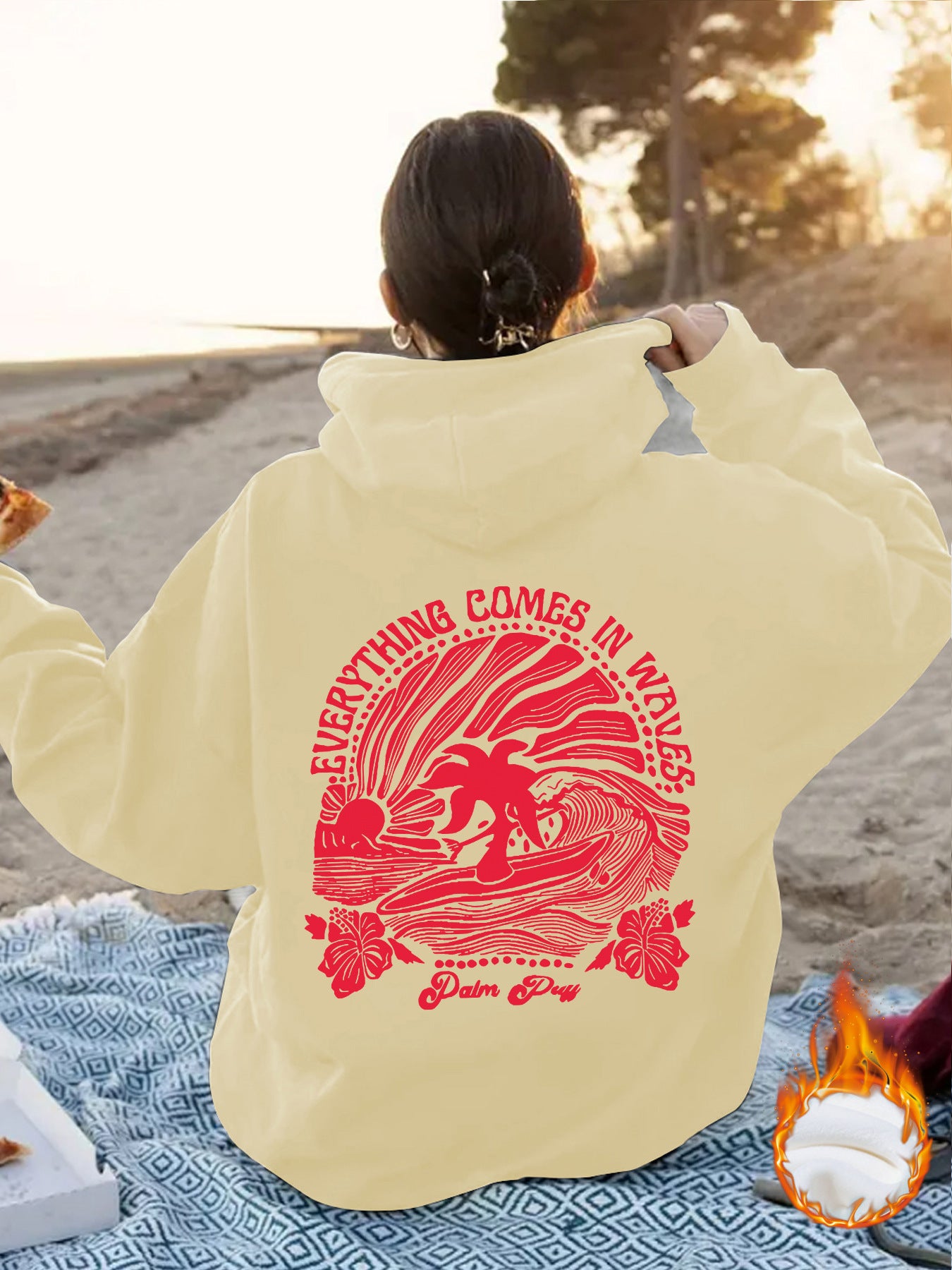 Women's Sun Pattern Printed Hoodie Long Sleeve Women's Sweater, Sweater