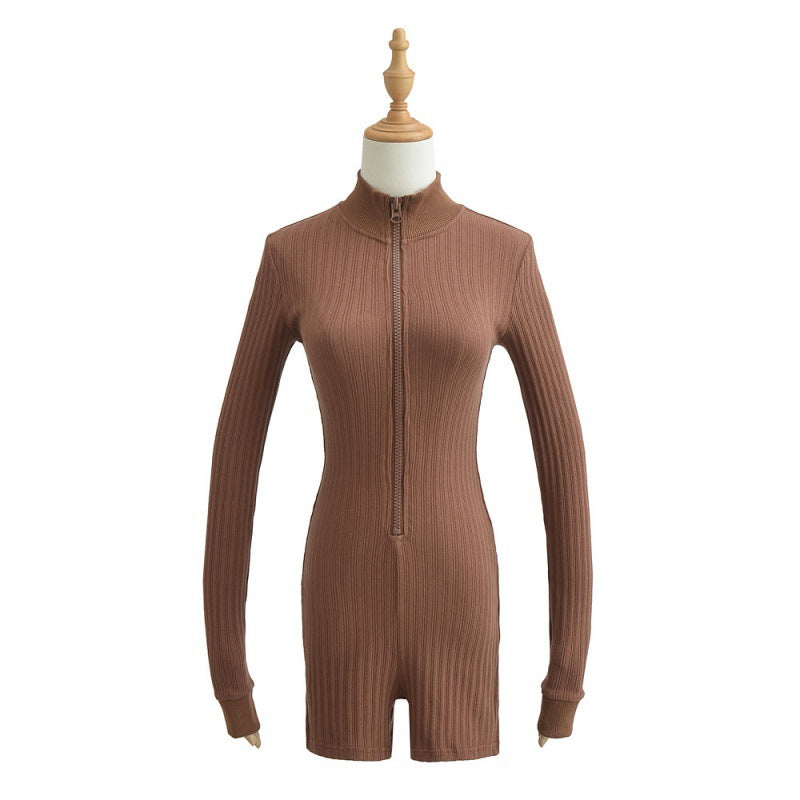 Women's Half Turtleneck Knitted Long-sleeved Summer Sexy Jumpsuits