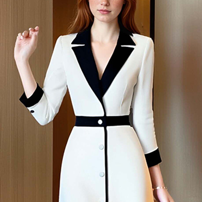 Contrast Colors Elegant Dress Temperament Commute Dresses