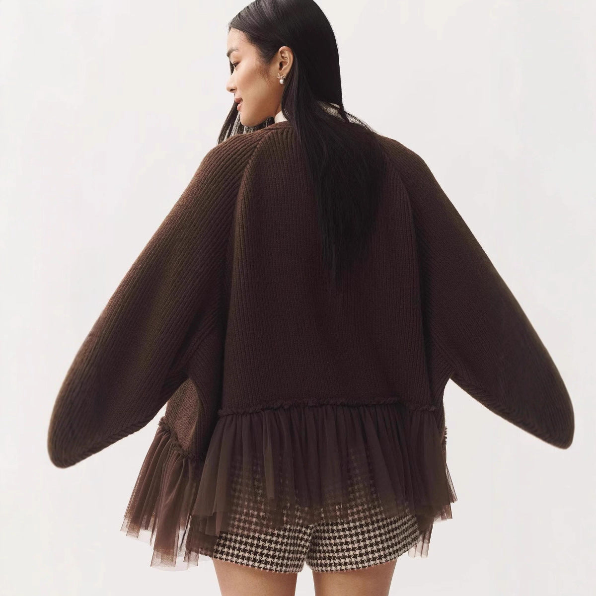 Women's Ruffled Gauze Knitting Long Sleeve Sweaters