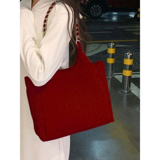 Elegant Large Capacity Female Red Underarm Shoulder Bags