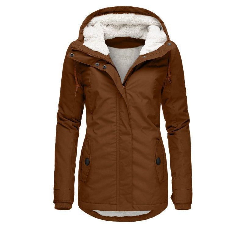 Women's Source Winter Thickened Cotton Padded Parka Fleece-lined Coats