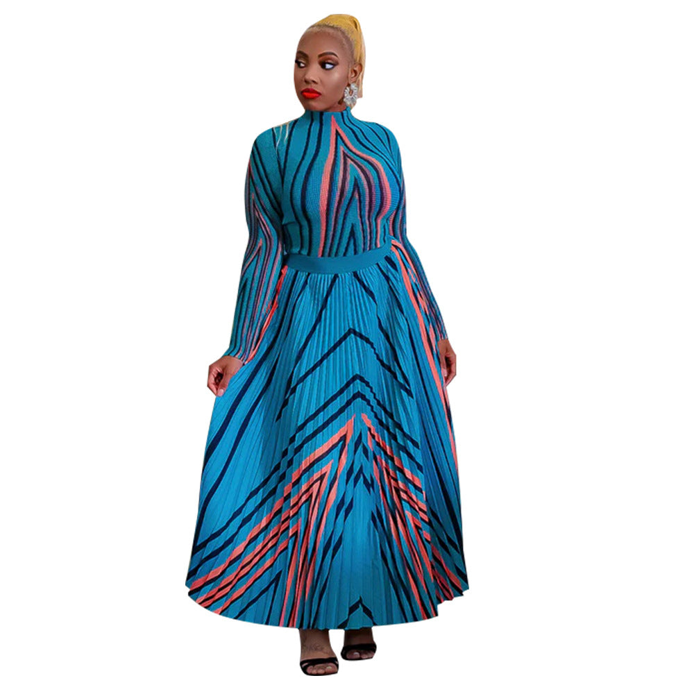 Women's Independent Printed Pleated Two-piece Set Oversized Suits