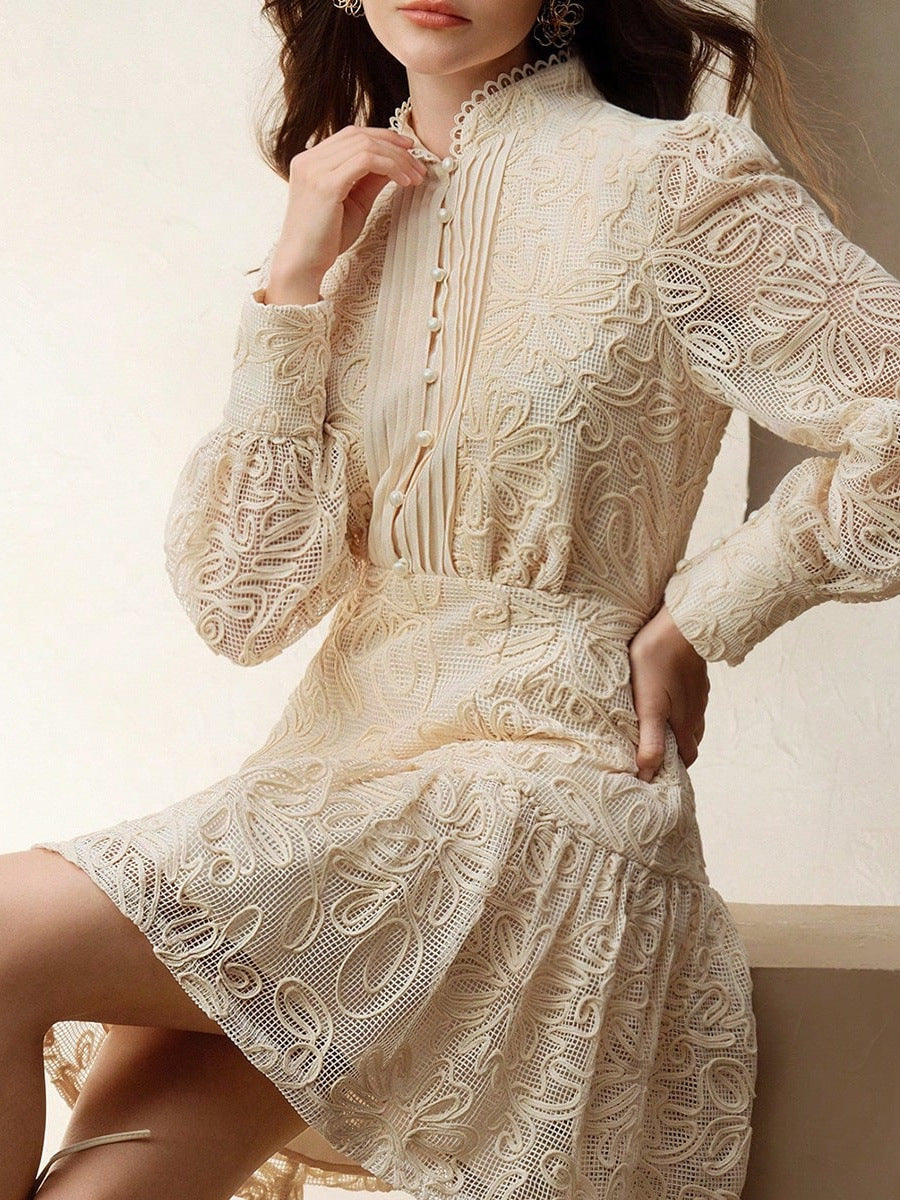 Women's Casual Elegant Lace Stitching Dress Dresses