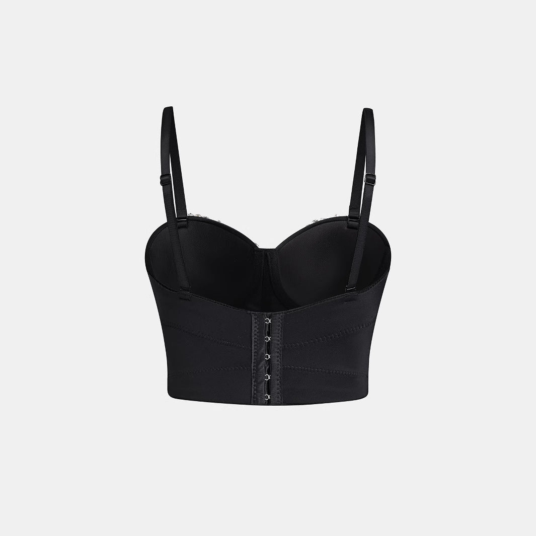 Wear Camisole Sexy Fishbone Corset Rhinestone Tops