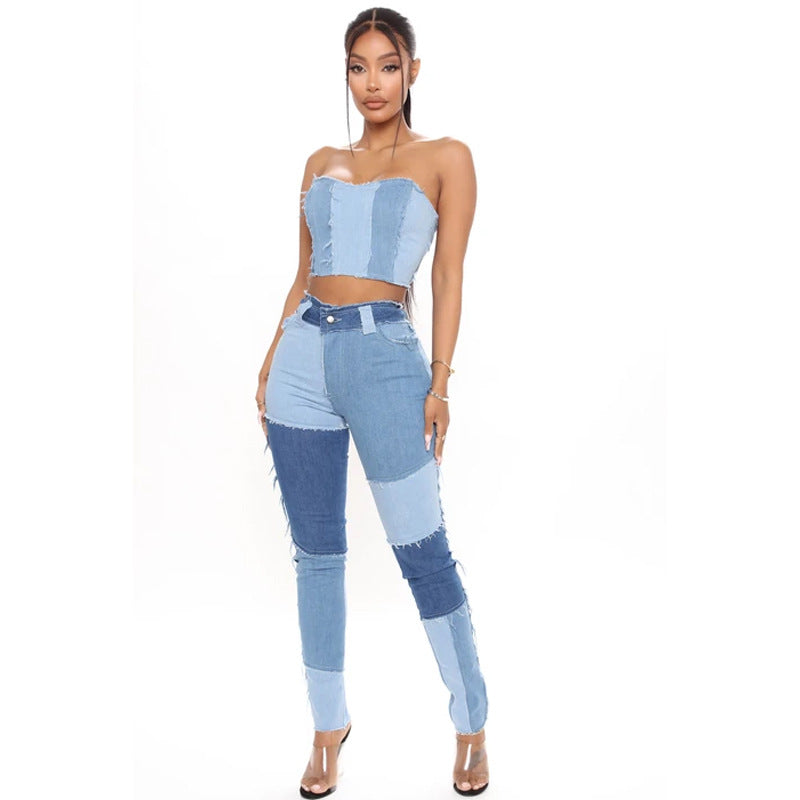 Women's Source Head Super Elastic High Waist Tassel Pencil Slim Fit Women's Jeans