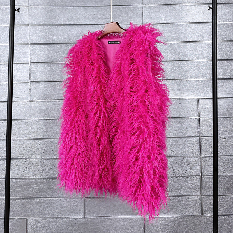 Women's Imitated Tibet Sheep Fur Mid-length Faux Coats