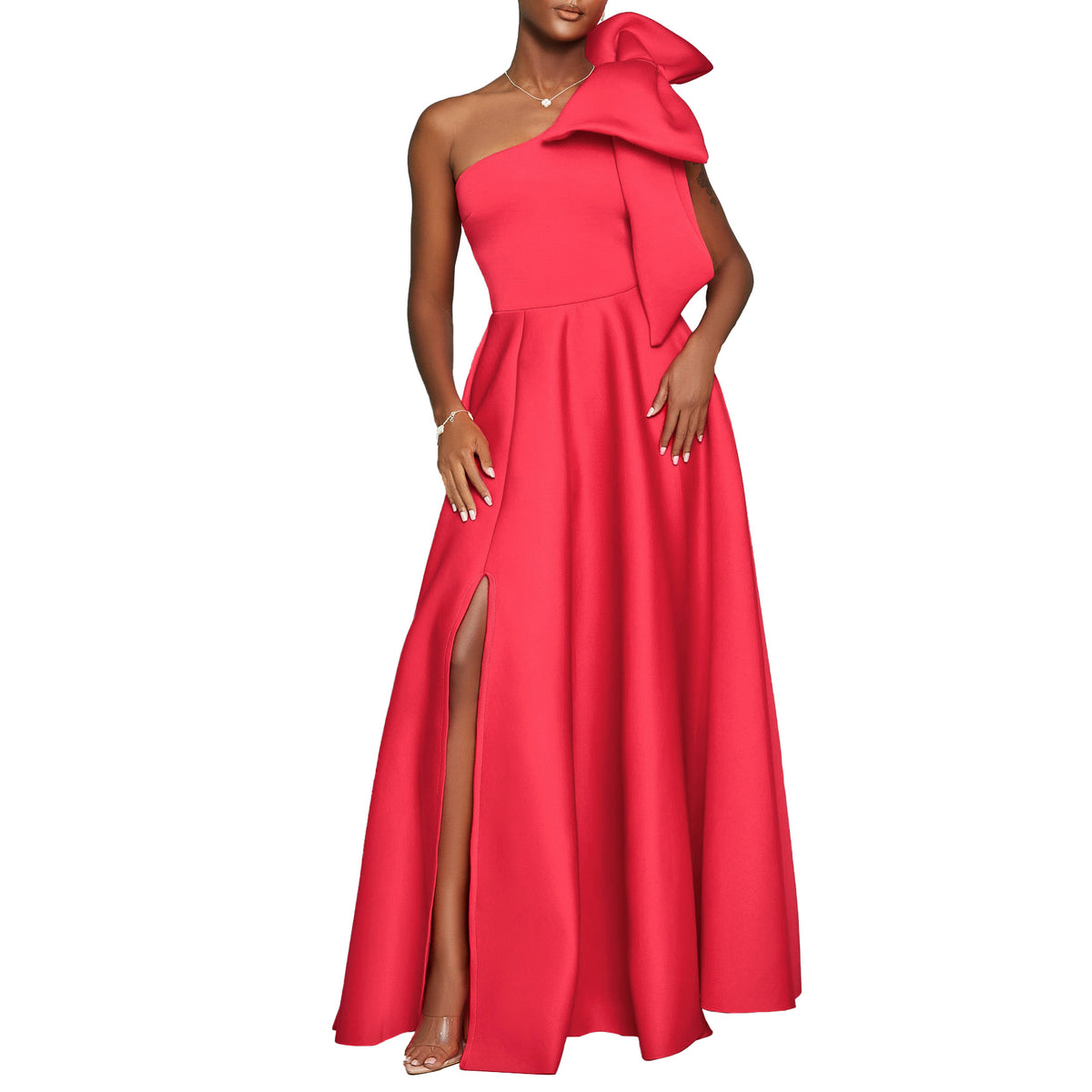 Women's Slant Shoulder Big Bow Sexy Formal Dress