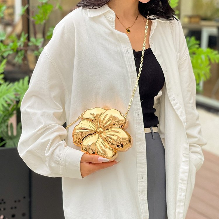 Women's Flower Mirror Plating Fresh Beautiful Disco Evening Bags
