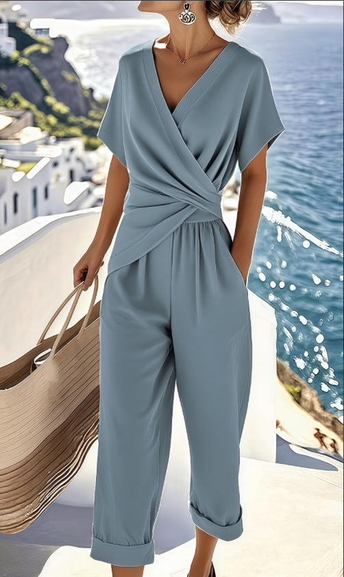 Women's Summer Fashion Solid Color Irregular Sleeve Suits