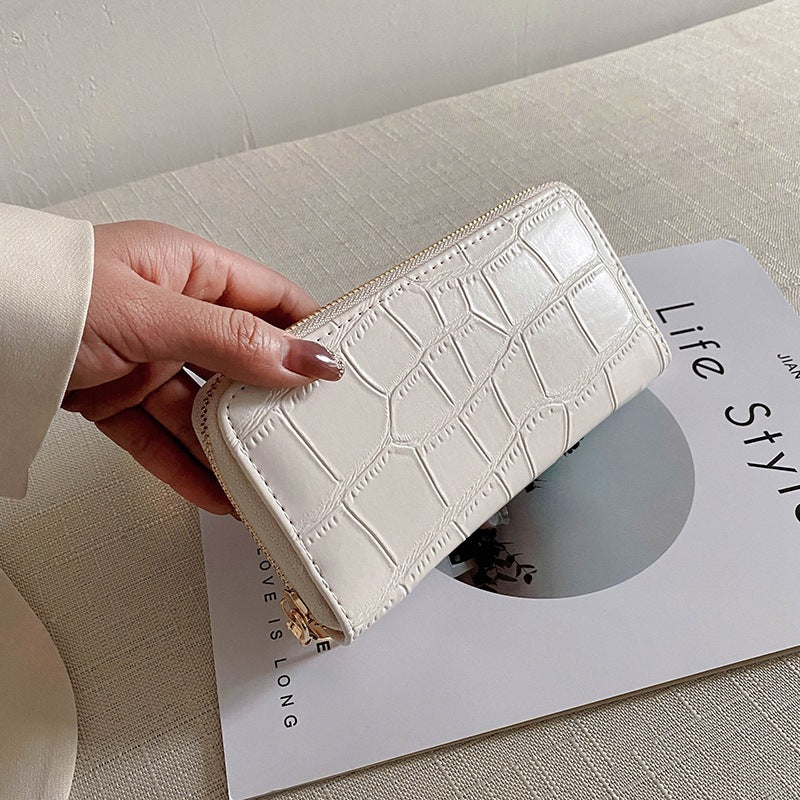 Women's Leather Embossed Pattern Clutch Mid-length Multiple Ladies Wallets