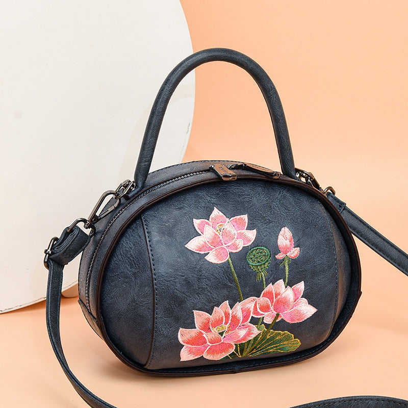 Women's Chinese Style Size Embroidered Lotus Ethnic Handbags