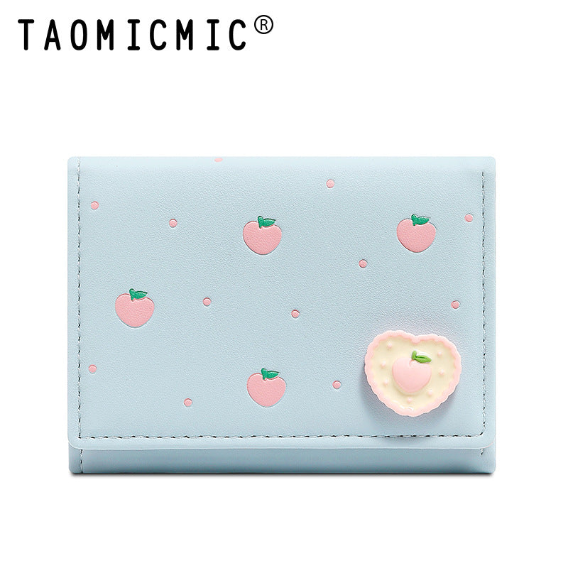 Women's Fresh Short Three Fold Love Fruit Ladies Wallets