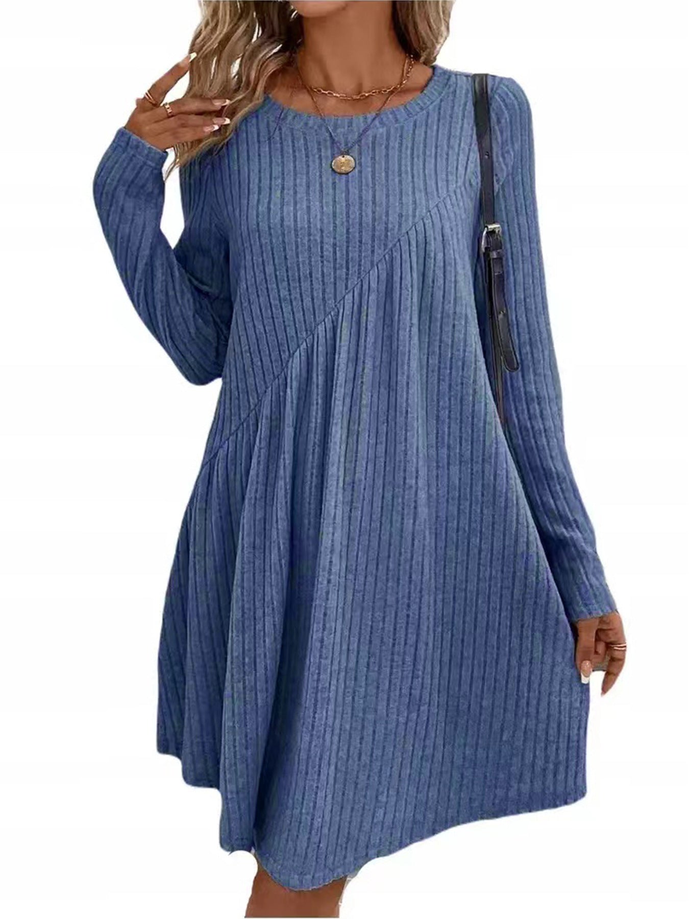 Women's Bohemian Irregular Brushed Sunken Stripe Solid Clothing