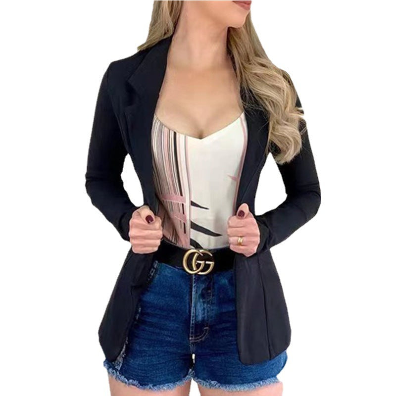 Lapel Long Sleeve Sweet Button Street Small Suit