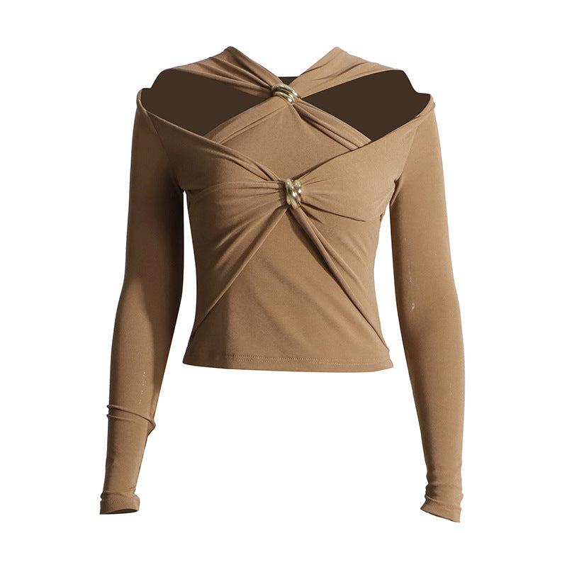 Women's Out Metallic Decorative Button Slim Fit Blouses
