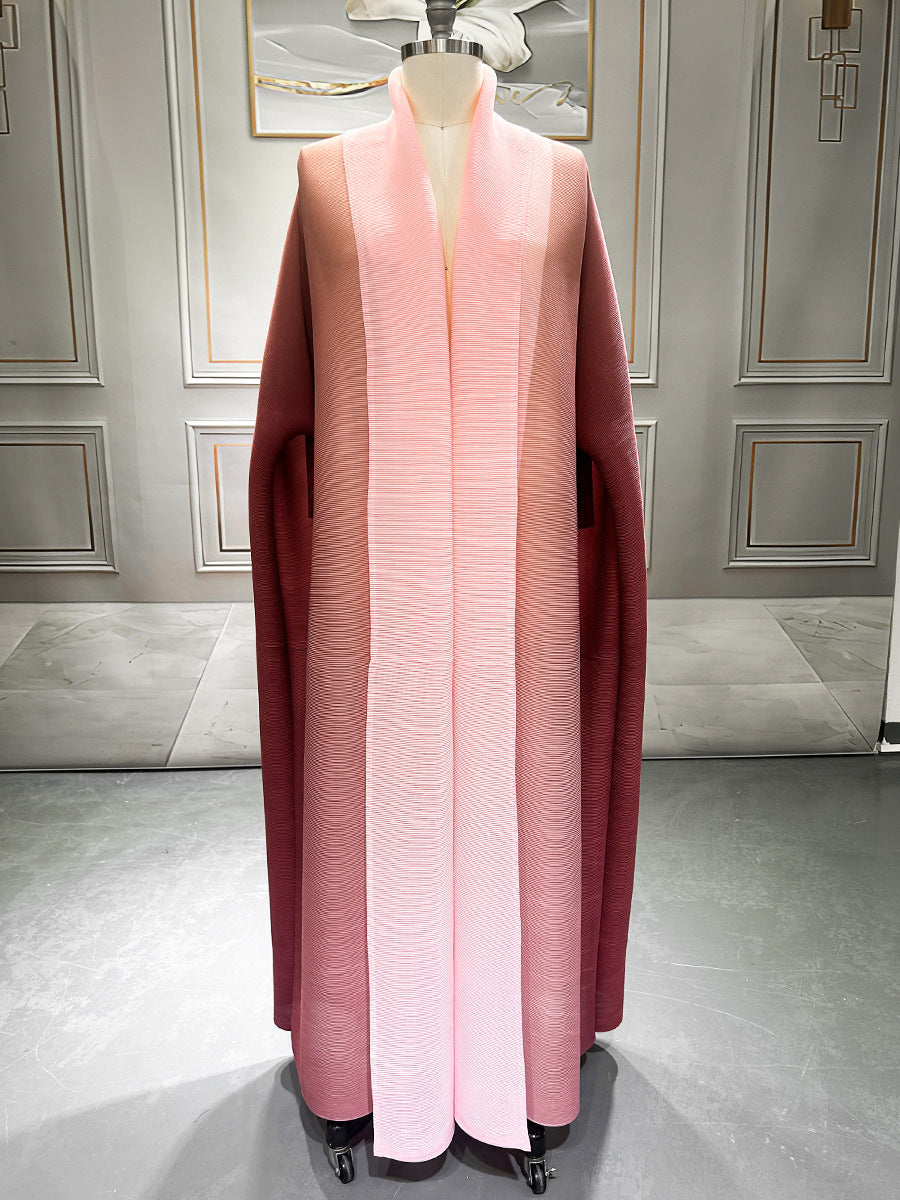 Women's Pleated Gradient Trench High-grade Robe Arab Coats