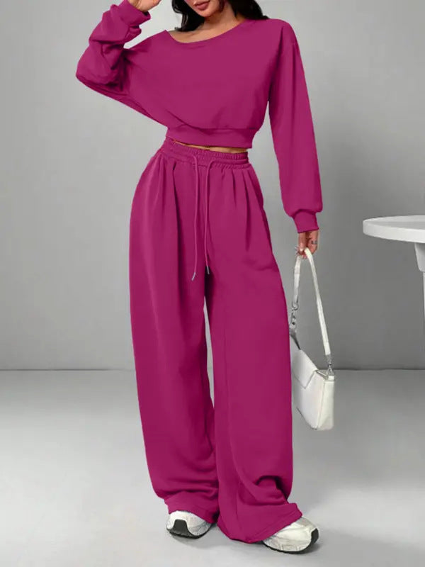 Women's Fashion Shoulder Casual Navel Solid Color Suits