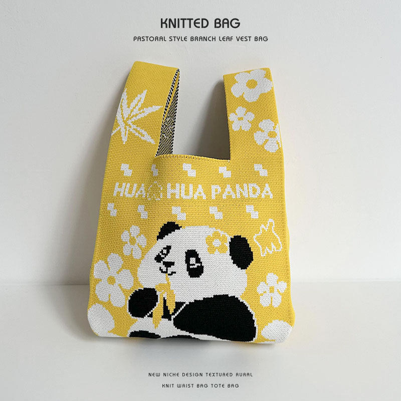 Female Cute Panda Cartoon Mobile Storage Handbags
