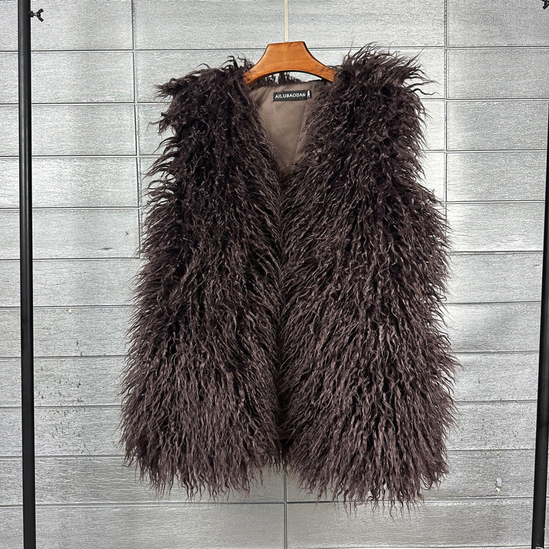 Women's Imitated Tibet Sheep Fur Mid-length Faux Coats