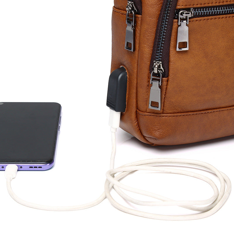 Men's First Layer Cowhide Genuine Leather One Men's Chest Bags