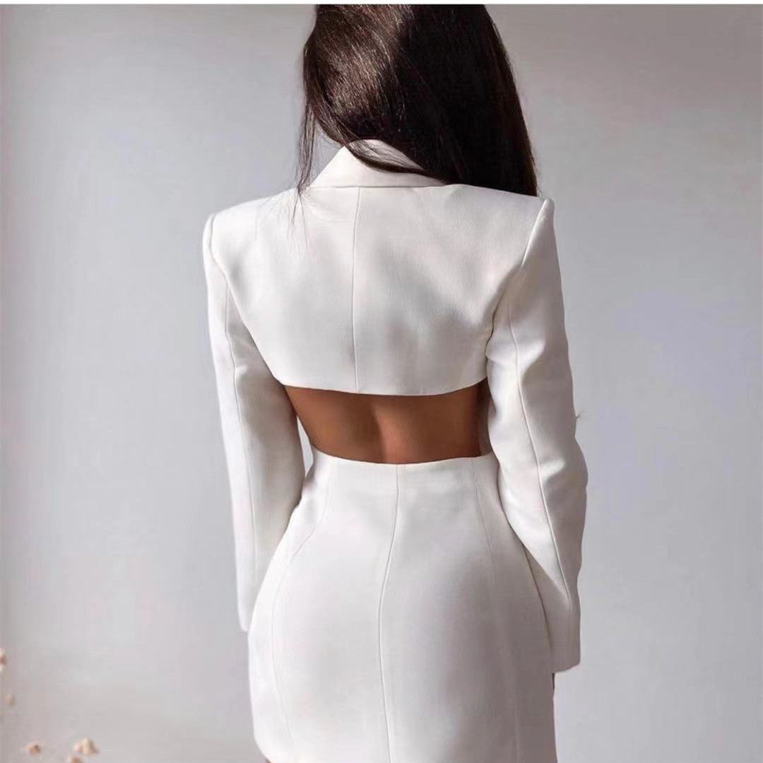 Glamorous Autumn Commuter Backless Double Breasted Blazers