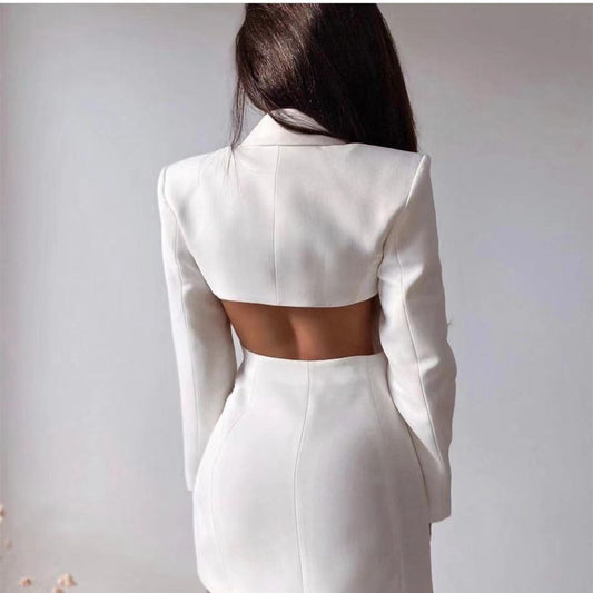 Glamorous Autumn Commuter Backless Double Breasted Blazers