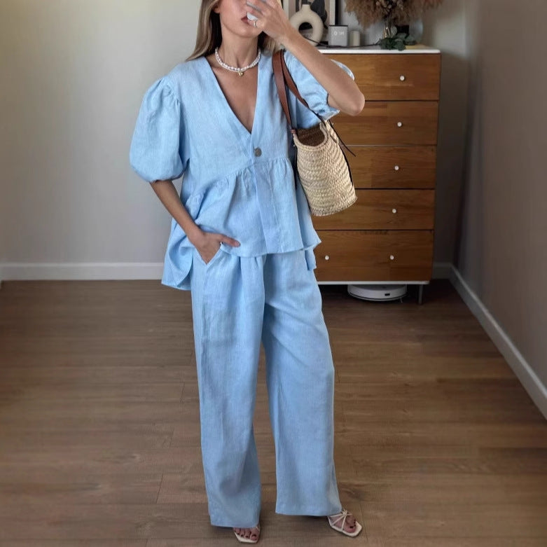 Sweet Solid Color Pure Cotton Puff Suits