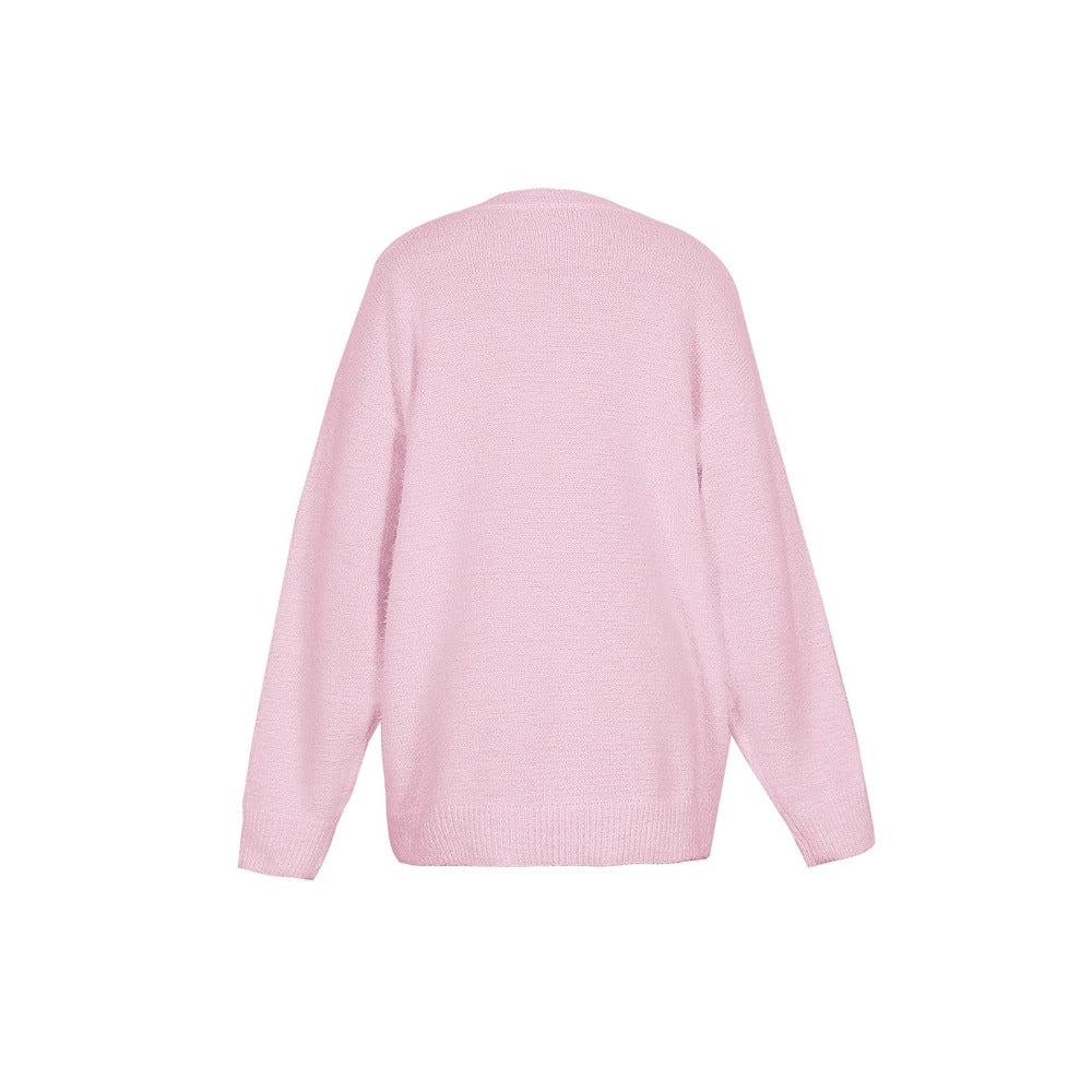Women's Stylish Casual Solid Color Beaded Sweaters