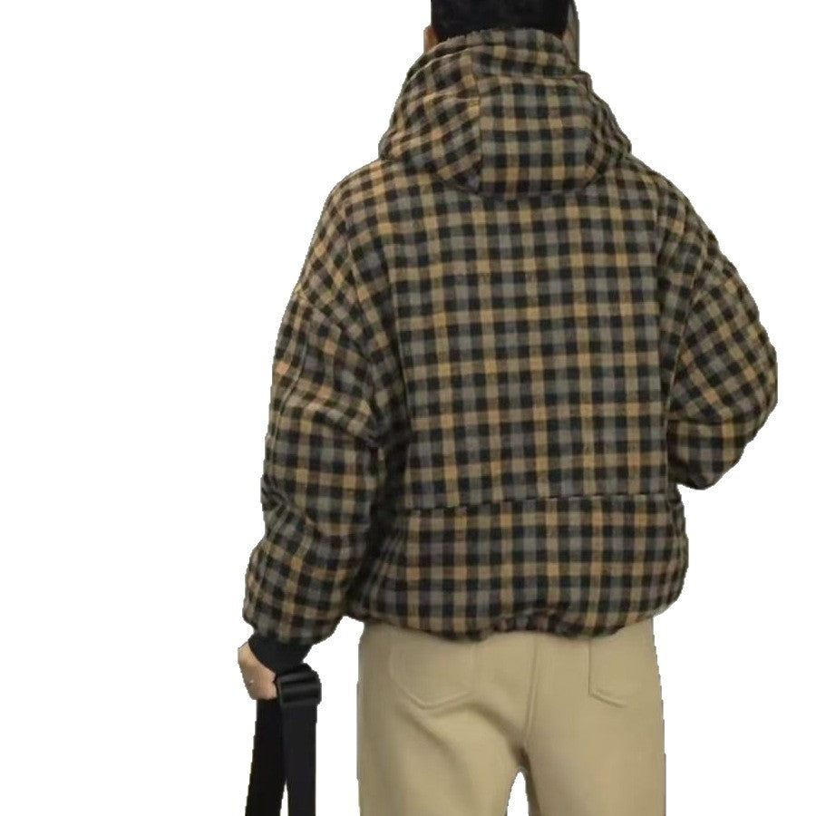Women's Thickened Plaid Printed Hooded Cotton Casual Western Style Jackets