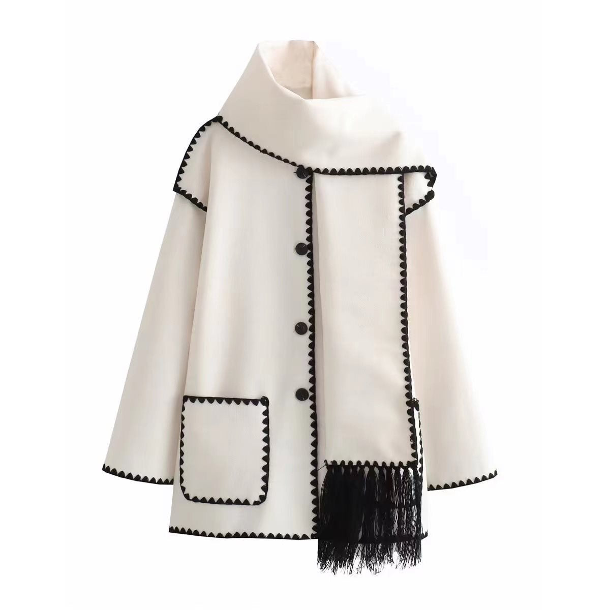 Women's Fashion Woolen Thick Loose With Scarf Clothing