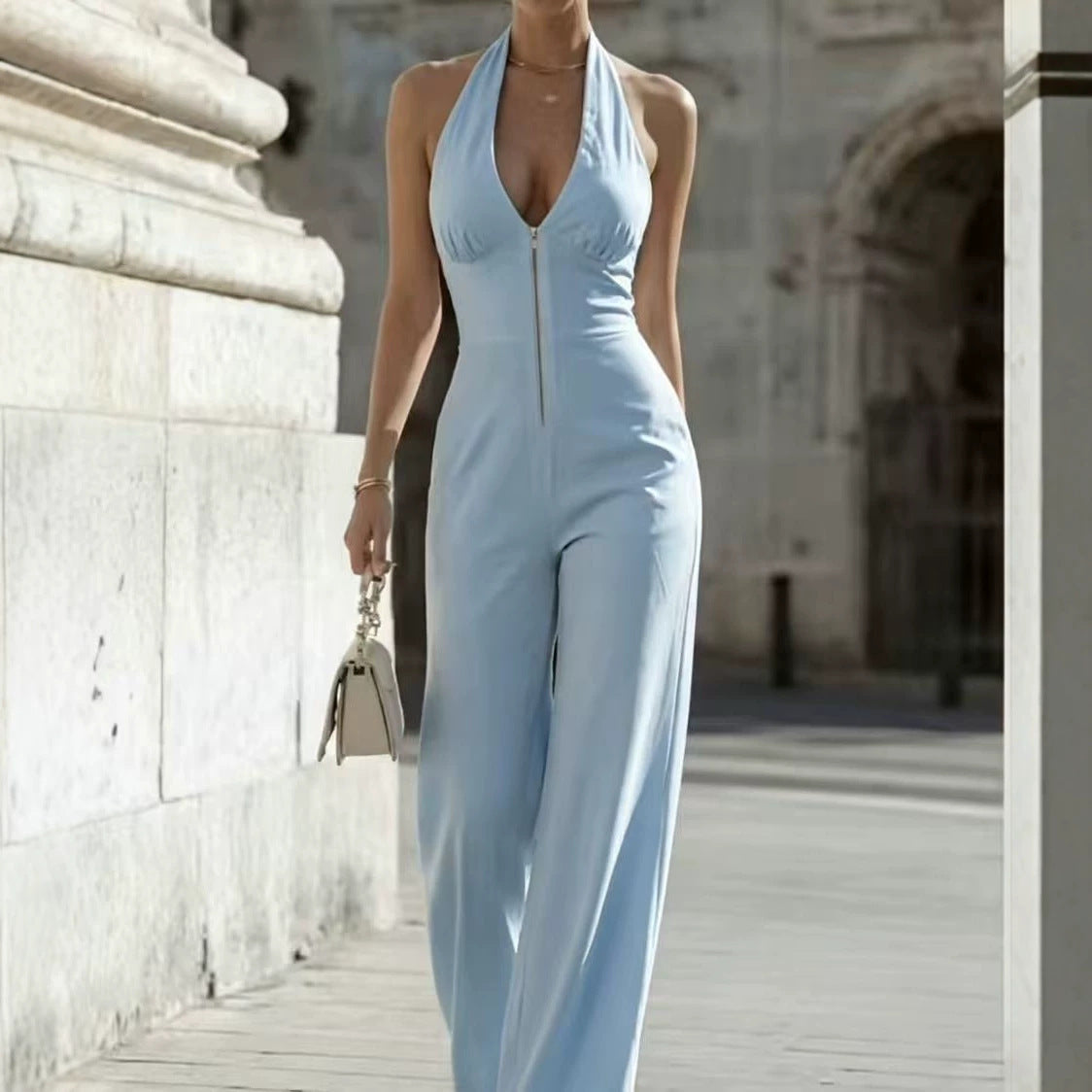 Women's Casual Fashion Sleeveless Zipper Light Luxury Women's Jumpsuit/clothing