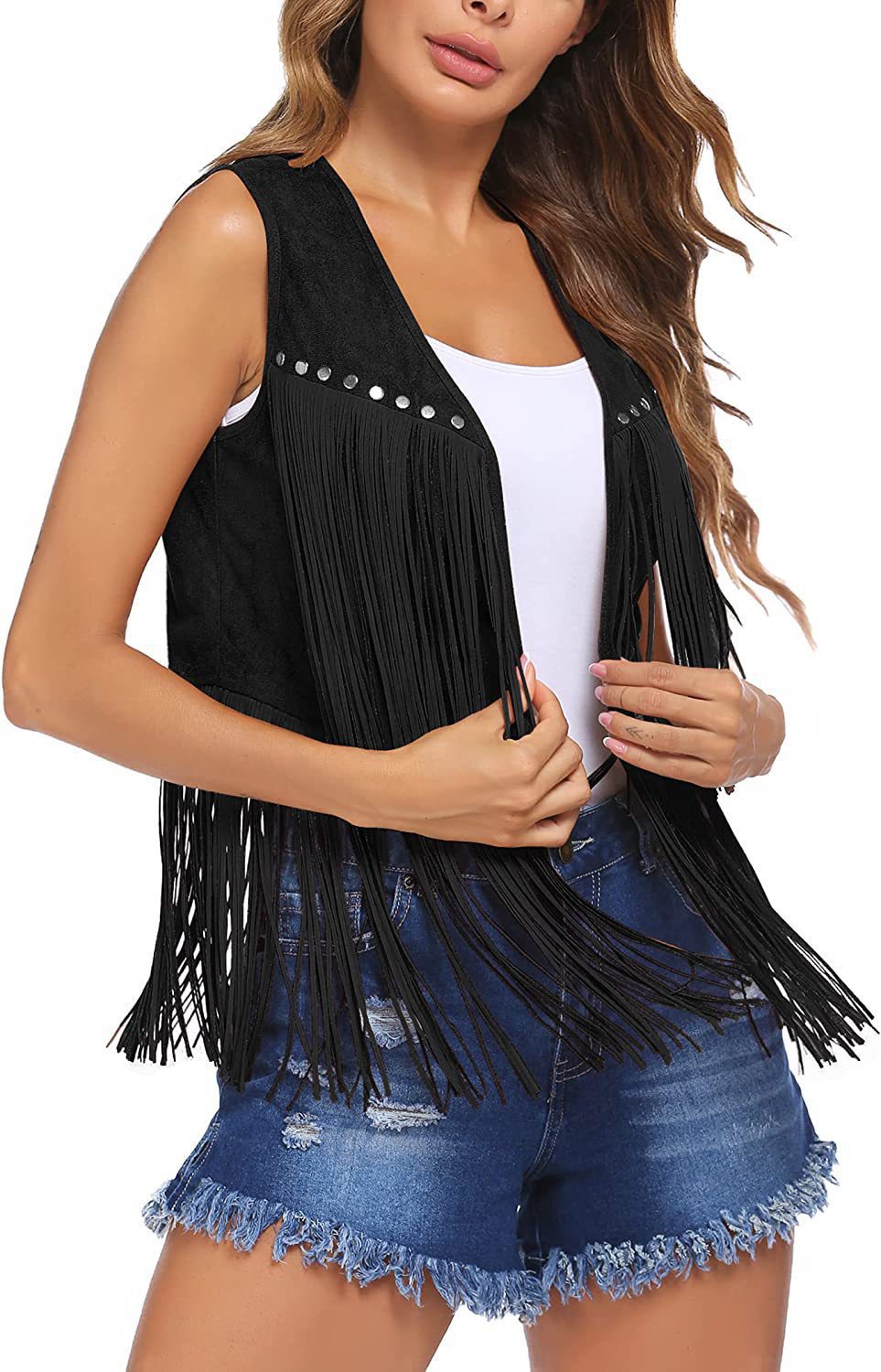 Attractive Women's Summer Tassel Suede Mid-length Women's Vest