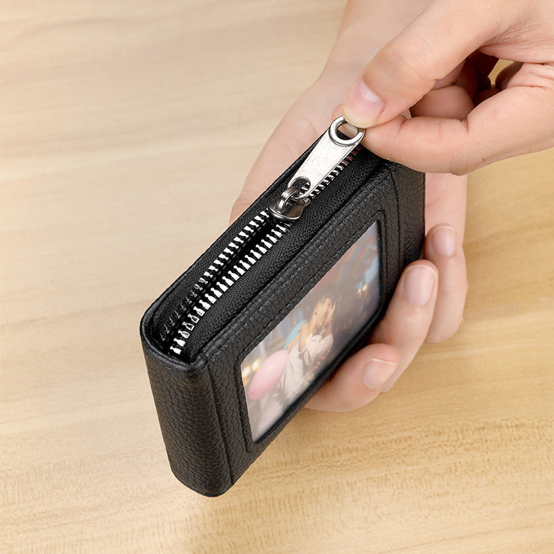 Women's Expanding Korean Style Portable Short Bank Zipper Card Holder