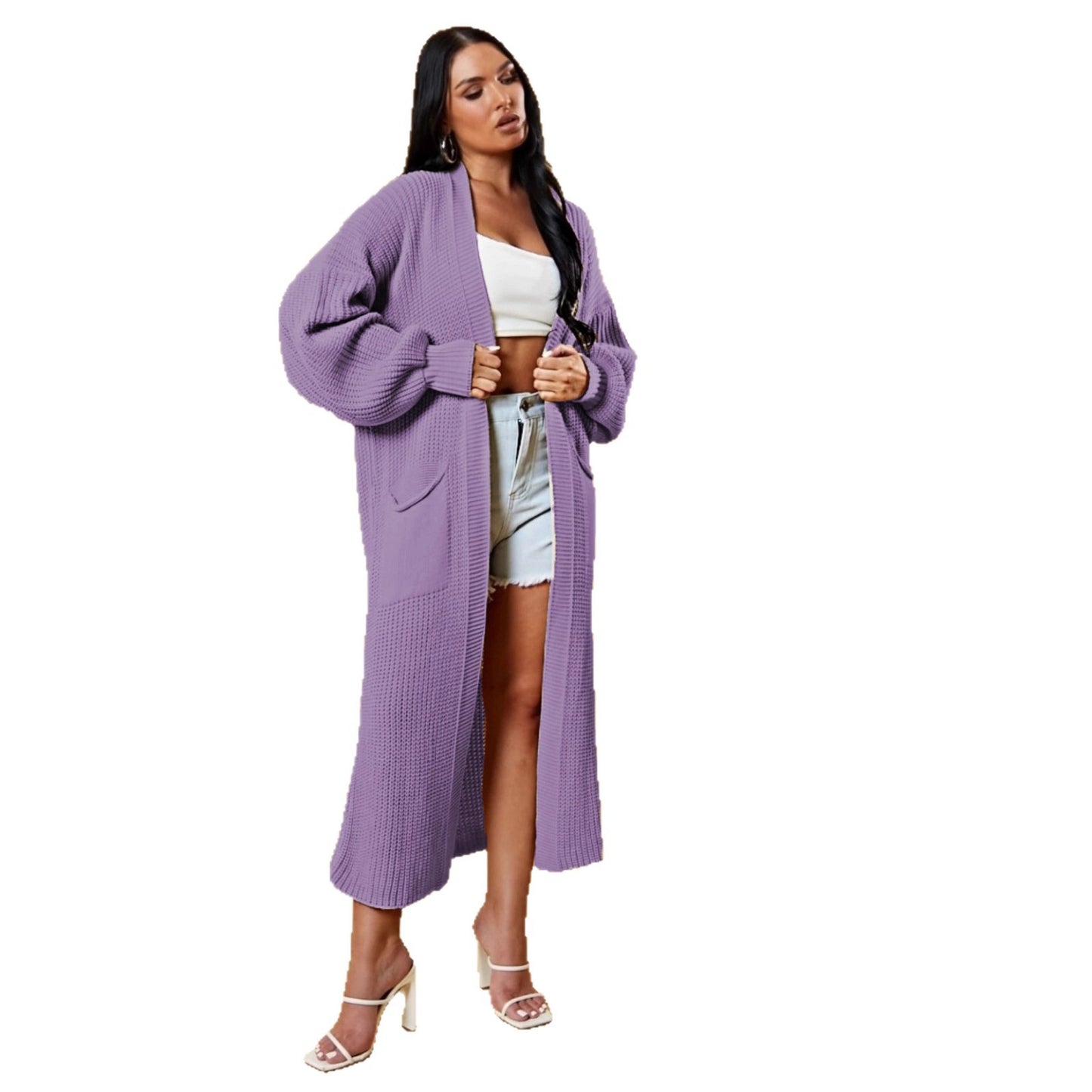 Women's Loose Solid Color Long Pocket Oversized Knitwear