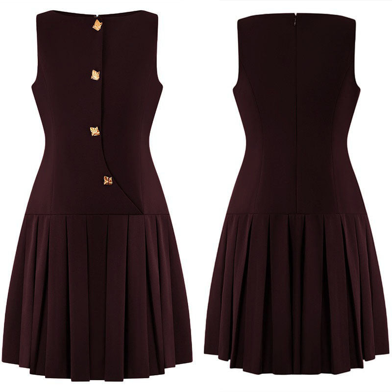Women's Source Fashionable Button Elegant Zipper Sleeveless Clothing