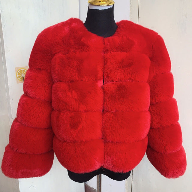 Women's Fur Warm Leisure Stitching Faux Fox Coats