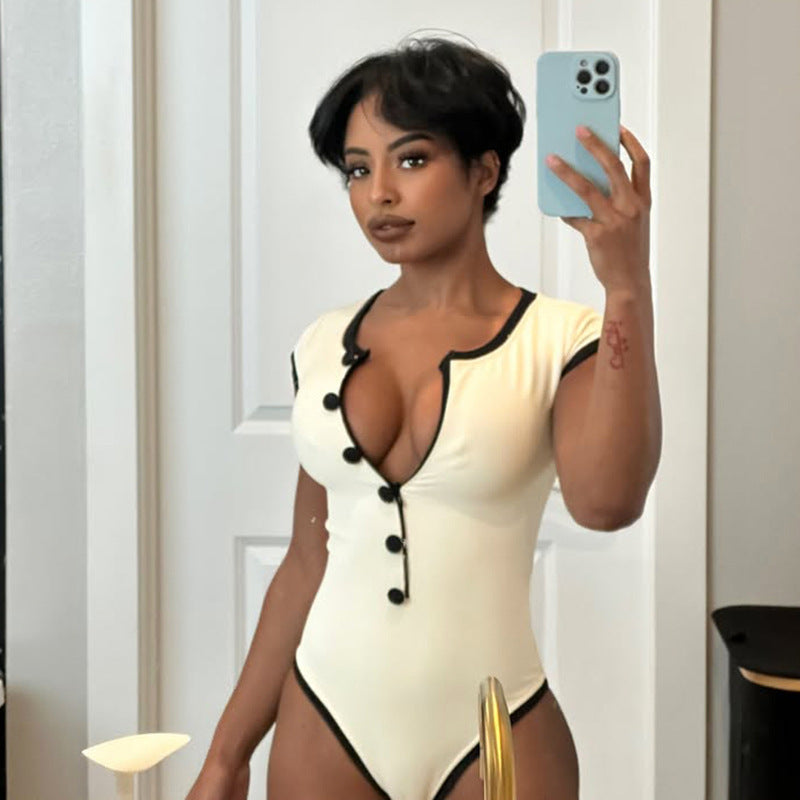 Women's Single-breasted Sexy Sleeveless Slim Fit Hot Women's Jumpsuit/clothing