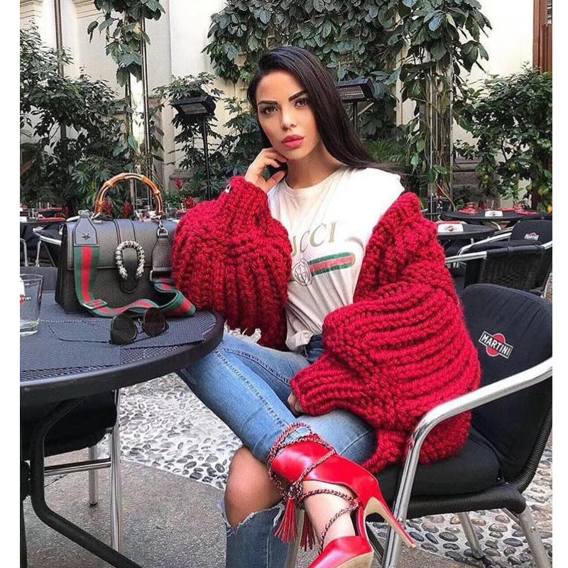 Women's Handmade Woven Lantern Sleeve For Sweaters