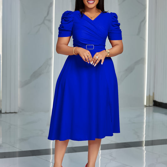 Women's Fashion Temperament Elegant Pleated Large Swing Dresses