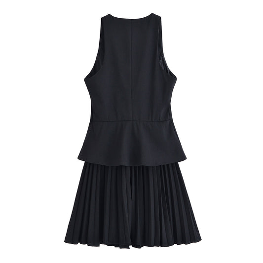 Women's Homemade Fashionable Pleated Sleeveless Dress Dresses