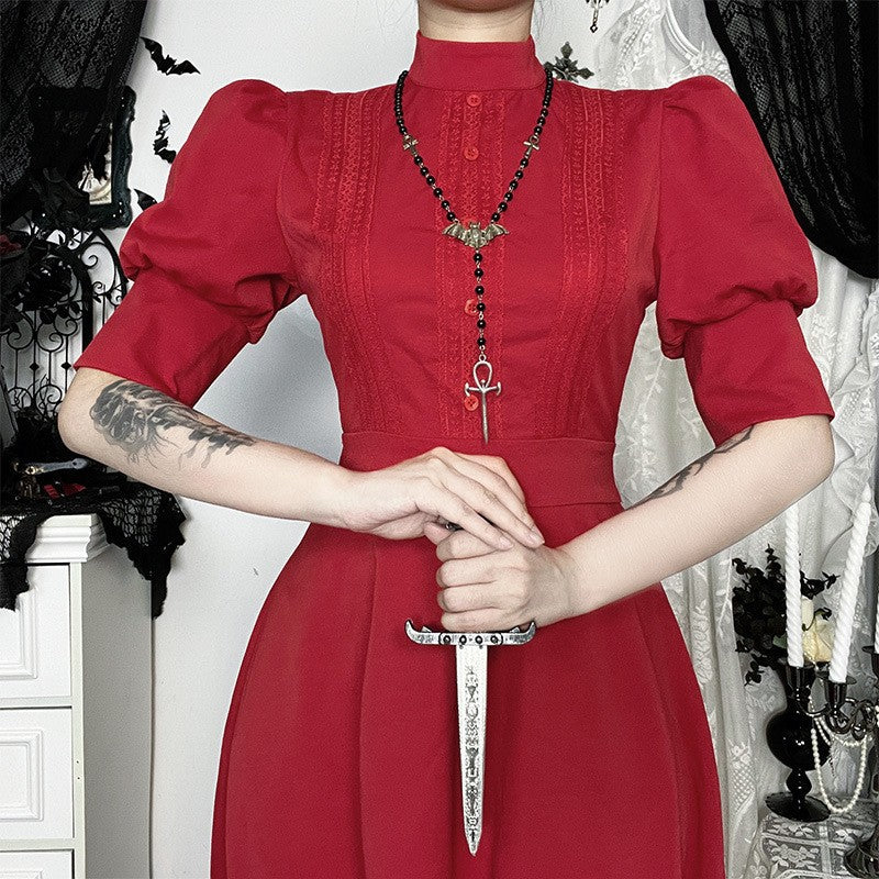 Style Pearl Red Dress Halloween Gothic Dresses